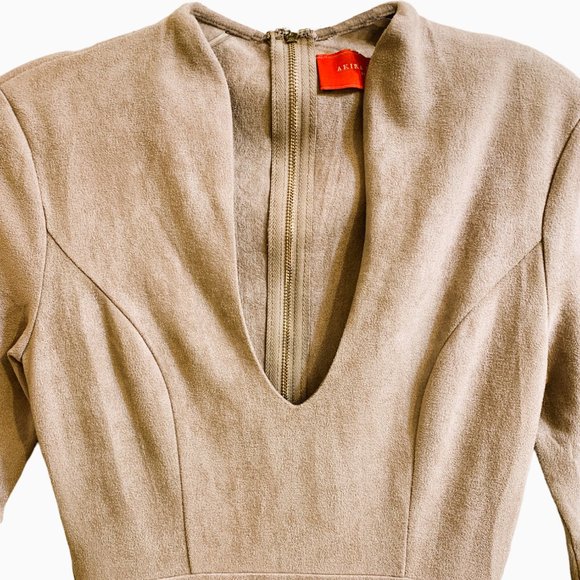 Akira Chicago Deep V-neck Faux Suede Dress - Picture 3 of 8